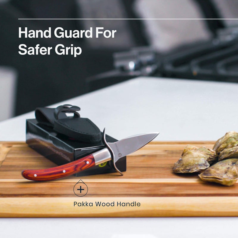 HiCoup Kitchenware HiCoup Oyster Shucking Knife and Glove Kit - Clam and Oyster Knife Shucker Set with Stainless Steel Seafood Opener Tool, Wood Handle and Glovesï»¿ - Image 5